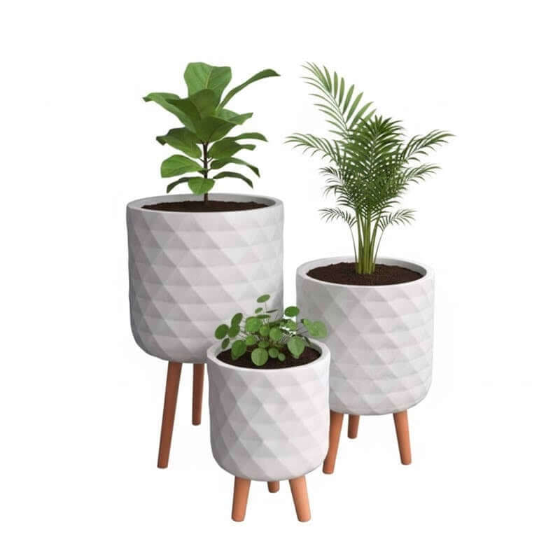 กระถางไฟเบอร์ซีเมนต์พร้อมขาไม้ ARTGARDEN & DECOR PFCL-0038BW DIA 24*24*35 CM. สีขาว_3